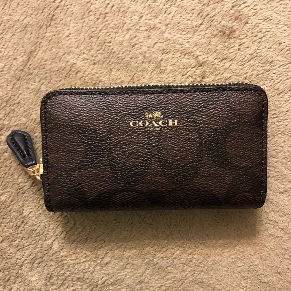 Coach double zip card case